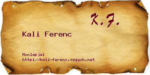 Kali Ferenc névjegykártya